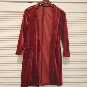 Long red velvet jacket